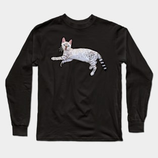 Snow Lynx Bengal Cat Blep Long Sleeve T-Shirt